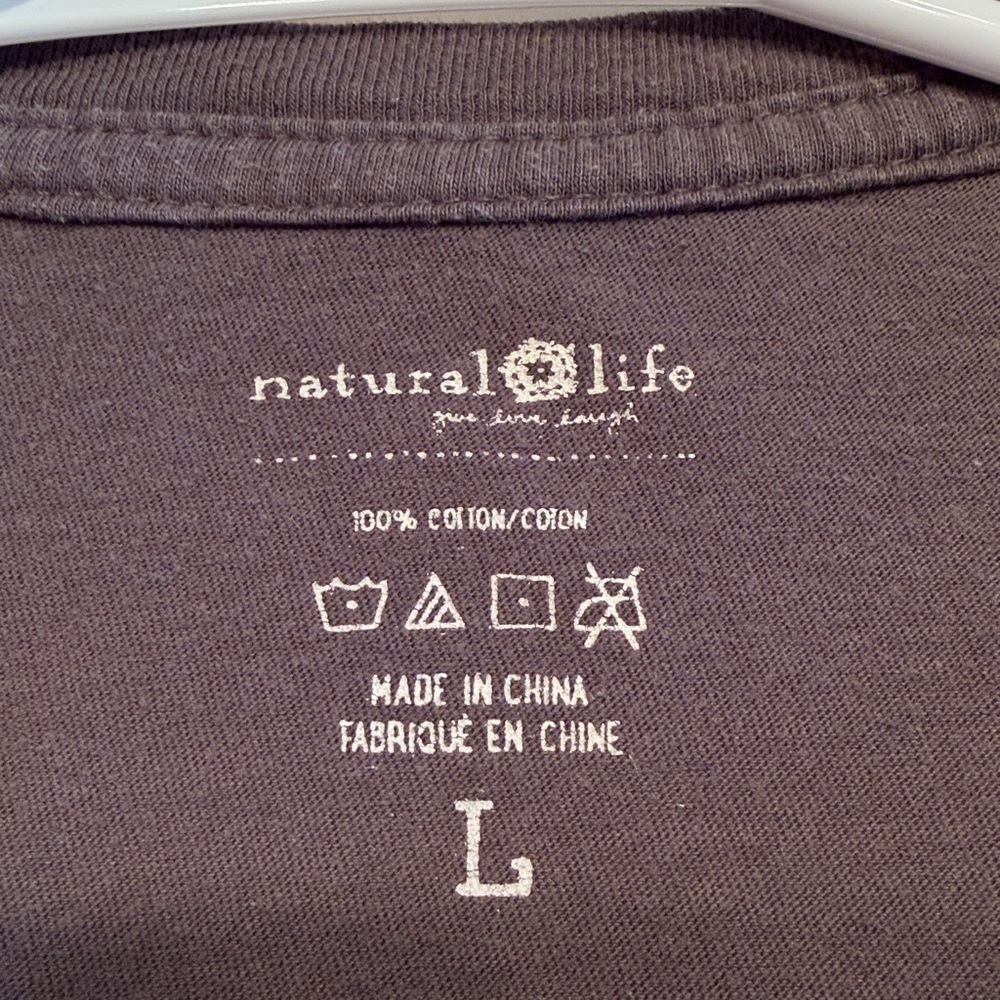 NATURAL LIFE Long Sleeve Woman’s Crew Neck Tee Shirt Be Happy Large - Picture 5 of 7